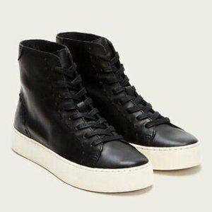 Frye Women's Lena High Top Sneaker Black Leather 8.5 NWOT